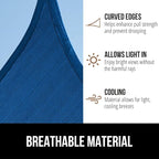 GORILLA GRIP Heavy Duty Sun Shade, UV Protection Fade Tear and Rust Resistant Rectangle Sunshade Canopy, Curved Edges Blocks Sunlight, Breathable Sail, Outdoor Patio, Lawn Garden, 12x12x12, Blue