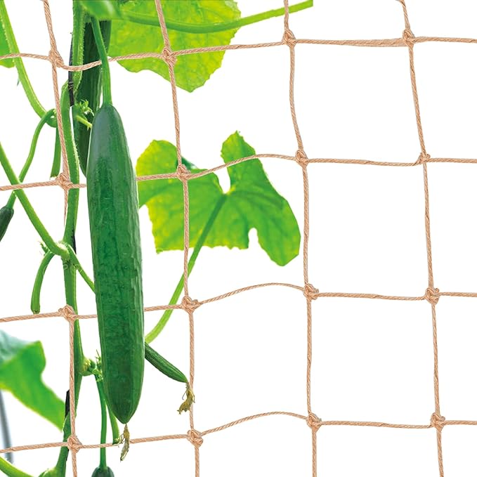 Jute Trellis Netting - Jute Netting for Garden, Heavy Duty Plant Support Netting for Climbing Plants, Cucumber, Vine, Fruits & Vegetables, Climbing Vining Plants (6.6 Ft x 9.8 Ft, 5.9 Inch Squares)