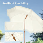 PHI VILLA 7ft Beach Umbrella with Fringe & Sand Anchor, Outdoor Patio Heavy Duty Windproof Portable Tassel Umbrellas for Sand with Push Button Tilt & Carrying Bag, UPF 50+, White(No Base)