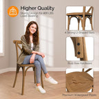 VINGLI Plastic Outdoor Dining Chairs Set of 4, Stackable Patio Farmhouse Brown Dining Chairs with X Back, Waterproof Kitchen & Dining Room Chairs for Indoor-Outdoor, Capacity 400 lbs