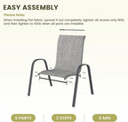 UDPATIO Patio Chairs Set of 2, Stackable Outdoor Dining Chairs with High Back, Breathable Textilene Fabric Outdoor Chair All Weather, 350LBS Capacity for Garden, Backyard (Light Grey)