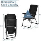 DORTALA 2-Piece Foldable Patio Chairs, Folding Chairs w/Adjustable Backrest, Outdoor Sling Chairs for Deck, Backyard, Bistro, 300 lbs Capacity, Set of 2, Black