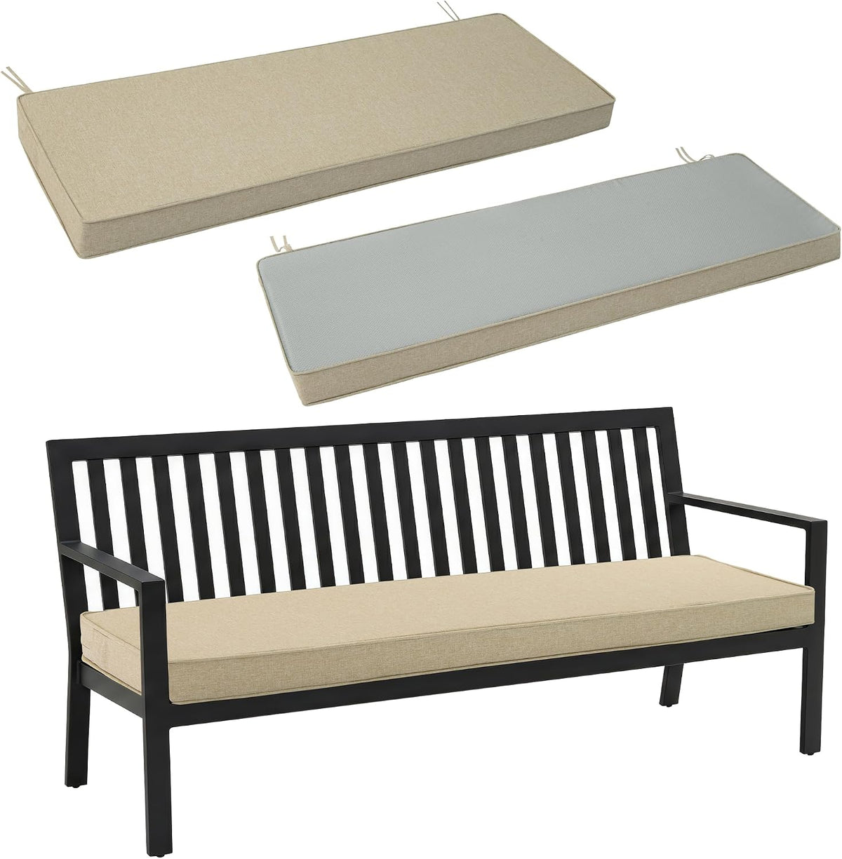 outdoor bench cushion, water-resistant & fade-resistant, porch swing, main product view