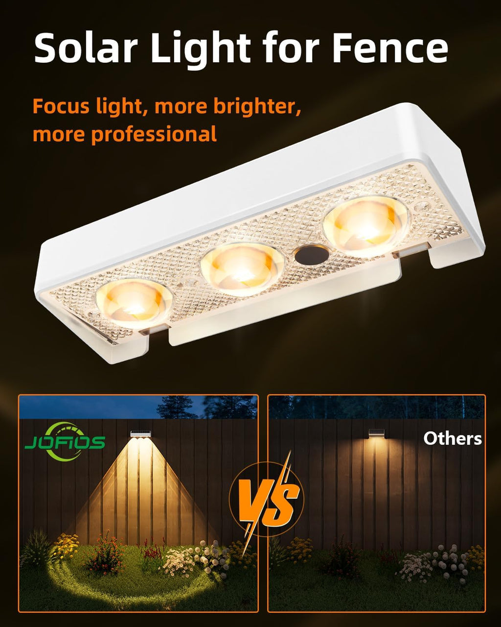 JOFIOS Solar Fence Lights Outdoor, 9 Fixed Colors ＆ Color Changing Fence Lights Solar Powered Waterproof IP65 Dusk-to-Dawn LED Deck Lighting for Patio, Railing, Pool, Porch, Backyard, Wall, 12 Pack