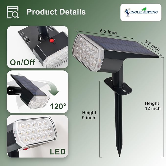 DINGLILIGHTING Solar Lights Outdoor Waterproof: IP65 Led Spot Light Decorations for Garden Yard - Multicolor RGB Solar Powered for Halloween Christmas - Dust to Dawn Uplighting Landscape Pathway 4PC