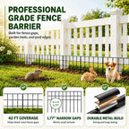animal barrier fence 42.5ft(l)x13in(h), 30 panels no dig shown in use