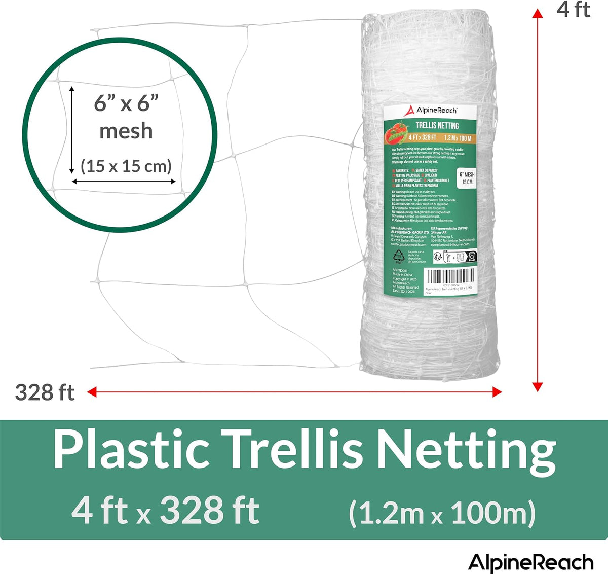 alpinereach trellis netting 4ft x 328ft heavy duty shown in use