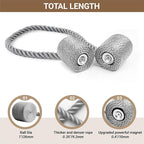 Hion Magnetic Curtain Tiebacks Grey 6 Pack, Curtain Tiebacks Buckles Holdbacks Holders Hooks Clip for Home Bedroom Office Decorative Thick or Thin Curtain