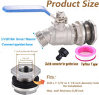 High Flow Rain Barrel Spigot Kit, Lead-Free,304 Stainless Steel Faucet Kit for Rain Water Barrel, Water Tanks, 55 Gallon Drum Etc, Spigot with Bulkhead Fitting, Tape.