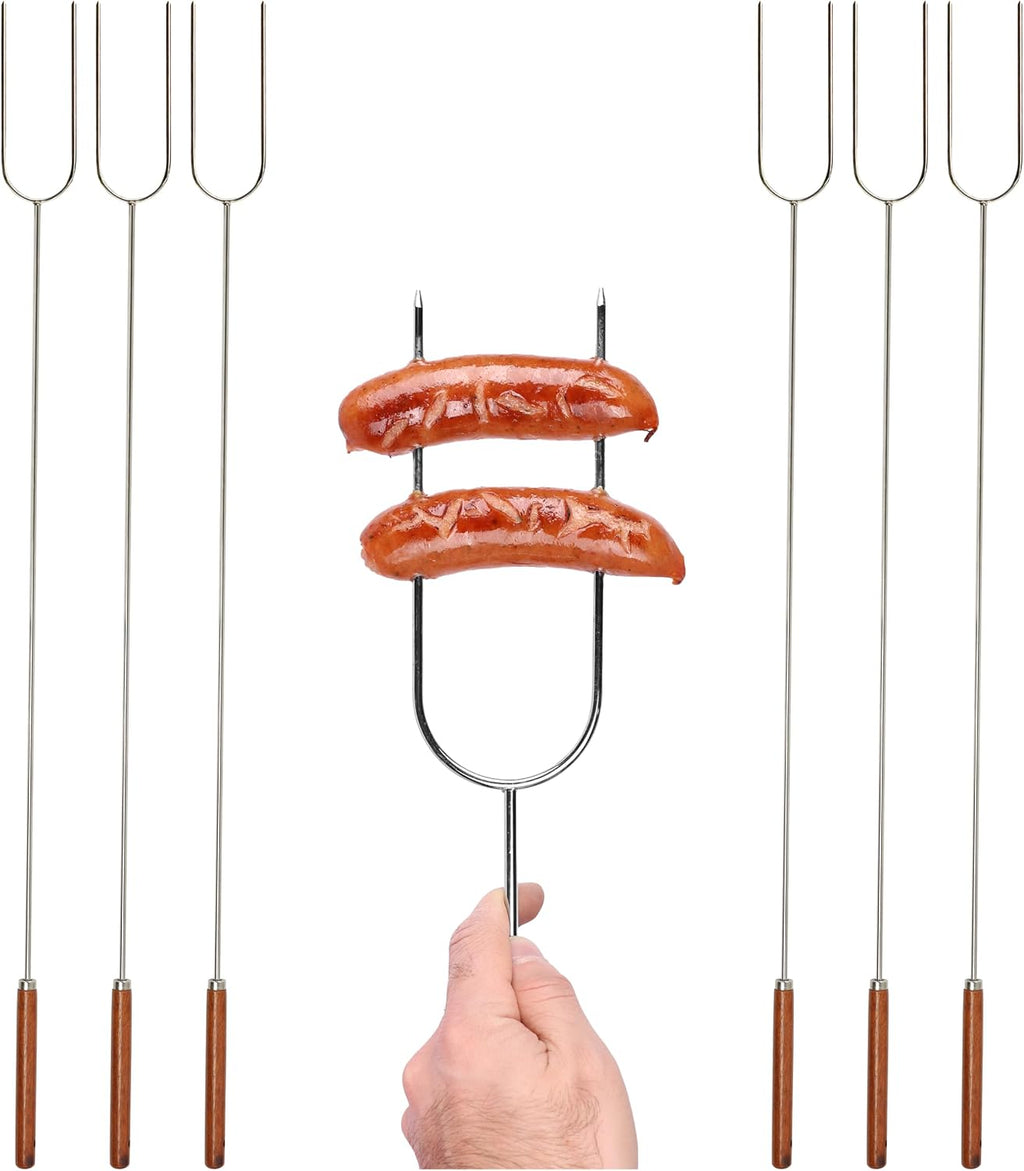 Coghlan's Camp Forks 6-Pack – 40" Solid Steel, Marshmallow Sticks with Wooden Handles | Heavy-Duty Camping Essentials for Fire Pit Roasting, BBQ Grilling & Outdoor Cooking