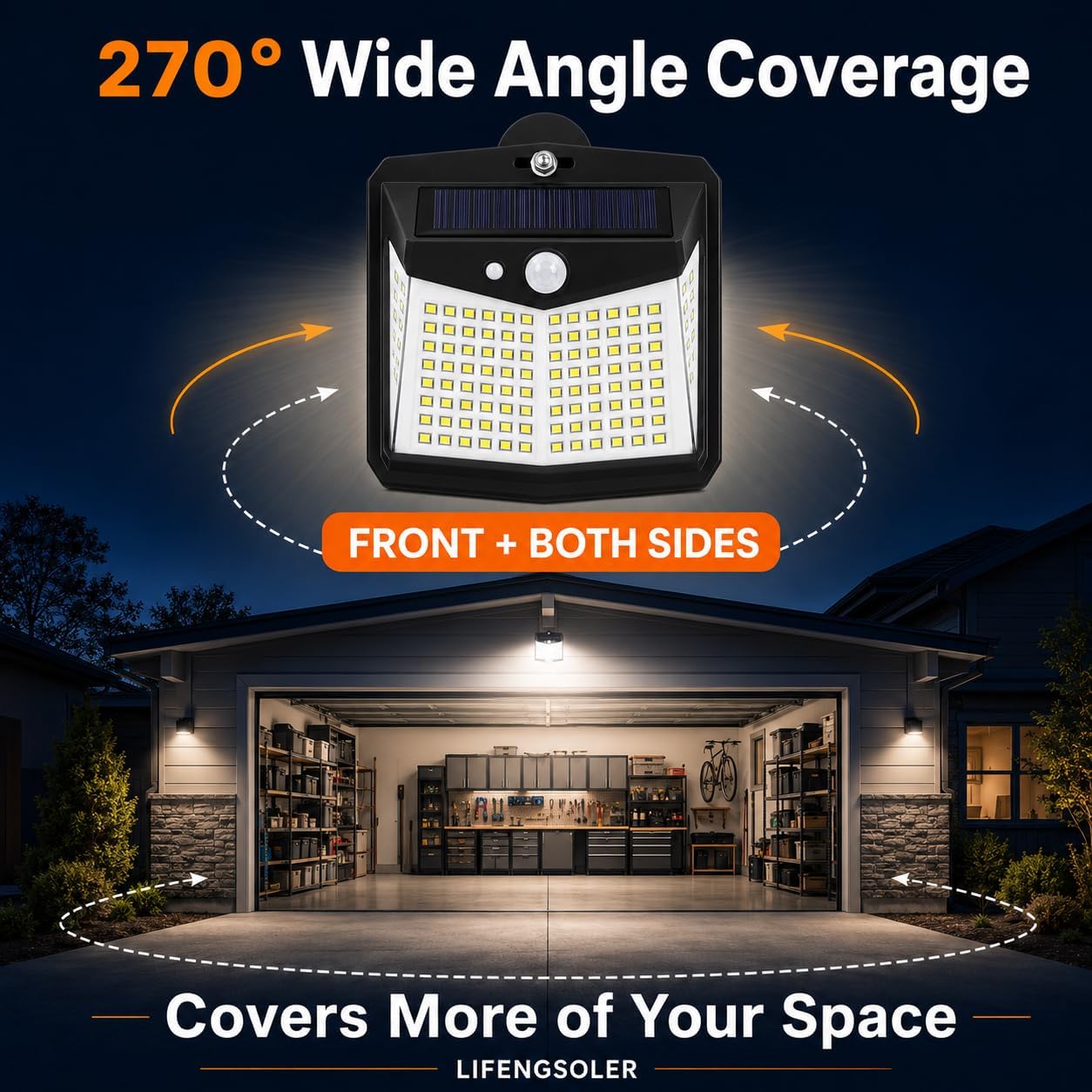 128LED Magnetic Solar Lights Outdoor, No Drill Solar Motion Sensor Lights with Strong Magnets, IP65 Waterproof Outdoor Step Lights for Metal Fence, Chain Link, RV, Camper, Porch, Deck, Garage(2Pack）