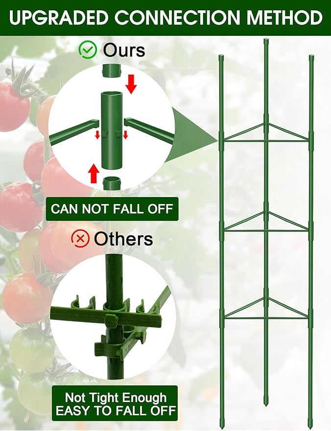 Tomato Cage, 3Pack 51.2inch Tall Tomato Trellis Triangle Tomato Cages for Garden Climbing Plants, Raised Garden Bed Plant Support Stakes for Garden,Pots, Plant Cages & Supports（Extra Bold）