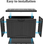 TARKARI 50 Gallon Lockable Resin Deck Box, Waterproof & UV-Resistant Outdoor Storage Box for Outdoor Cushion Storage, Garden Tools & Pool Accessories Storage, Black