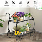 giantex garden cart metal plant stand with 4, close-up detail