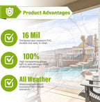 4x6 ft clear tarp heavy duty waterproof,clear vinyl, close-up detail