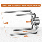 onlyfire 6003 Grill Rotisserie Spit Meat Forks, 1 Pair | For Any Gas/Charcoal Grills, Fits 1/2-Inch & 3/8-Inch Hexagon, 3/8-Inch & 5/16-Inch Square Spit Rods