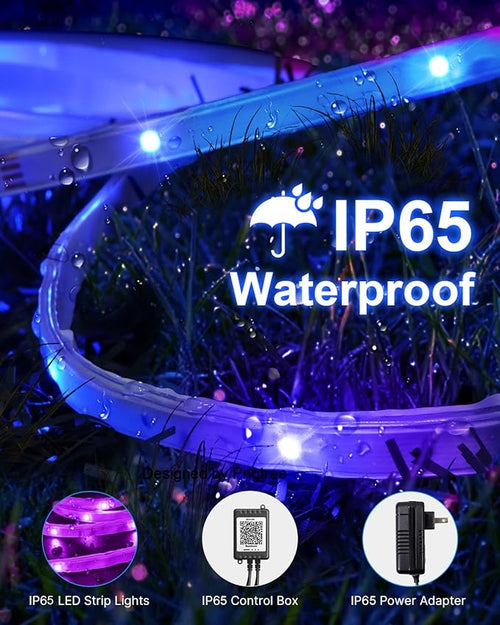 100FT Outdoor LED Strip Lights Waterproof (2 Rolls of 50ft) IP65 Led Strip Lights with Remote, RGB Color Changing Christmas Rope Lights for Outside
