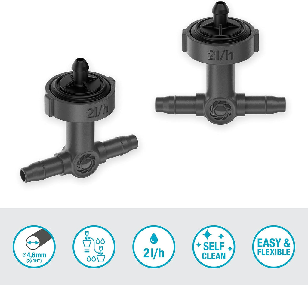 Gardena Micro-Drip-System Inline Drip Head, Pressure-equalising: Drip Head for Automatic Irrigation System, for Rows of Plants with Different Pot Heights, Simple Connection Technology (13312-20)