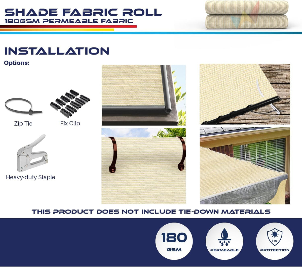 windscreen4less 8'x15' sun shade fabric roll shade cloth showing dimensions