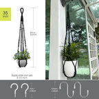 RIFNY Macrame Plant Hanger for 5 to 10 Inch Plant Pots, 35 Inch Indoor Handmade Woven Rope Hanger Kits with Hooks and Wood Beads, Hanging Planter Basket Holder for Boho Home Decor (Black, 3 Pack)