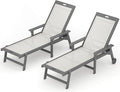 LUE BONA Chaise Lounge Chair Outdoor, HDPS and HDPE Wicker Chaise Lounger with 5 Positions, Pool Lounge Chairs with Wheels and Adjustable Backrest for Patio, Poolside, Deck, Backyard