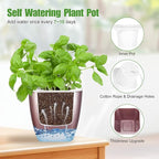 4 Pack Self Watering Pots 4-inch Decorative Flower Planters for Indoor Plants Modern Square planters for Small Plants Window Sill Planters for Succulents, African Violets, Herbs(Rose Gold)