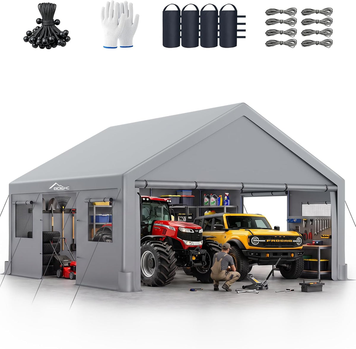 acepic upgraded 20x20 heavy duty carport, drive through, main product view
