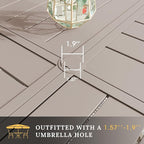 VICLLAX Round Patio Table with Adjustable Umbrella Hole for 4, All Weather Metal Outdoor Dining Table for Lawn Garden, 40.6" Outdoor Coffee Table, Cream Color Frame
