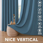 H.VERSAILTEX 100% Blackout Curtains for Bedroom Thermal Insulated Linen Textured Curtains Heat and Full Light Blocking Drapes Living Room Curtains 2 Panel Sets, Blue Sapphire, 52x72 Inch