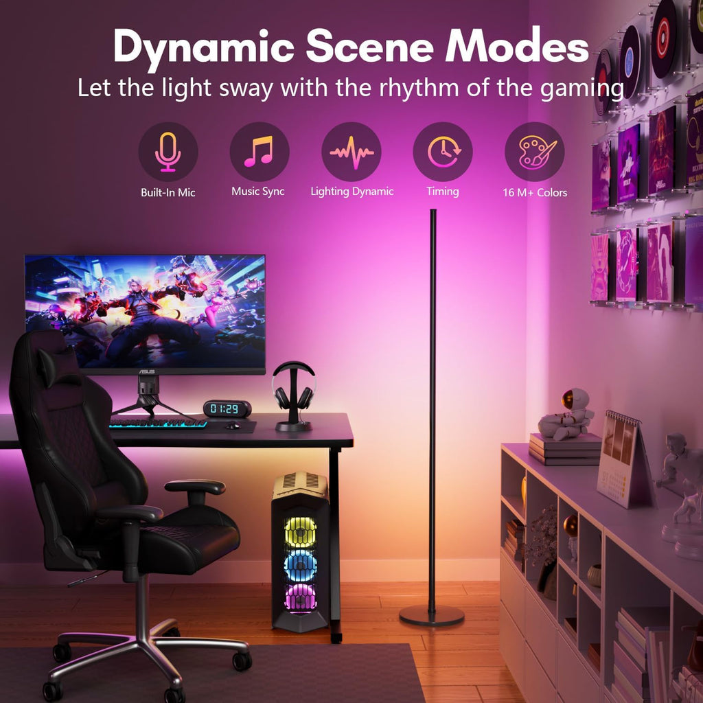 bright led rgb+ic corner floor lamp with app showing dimensions