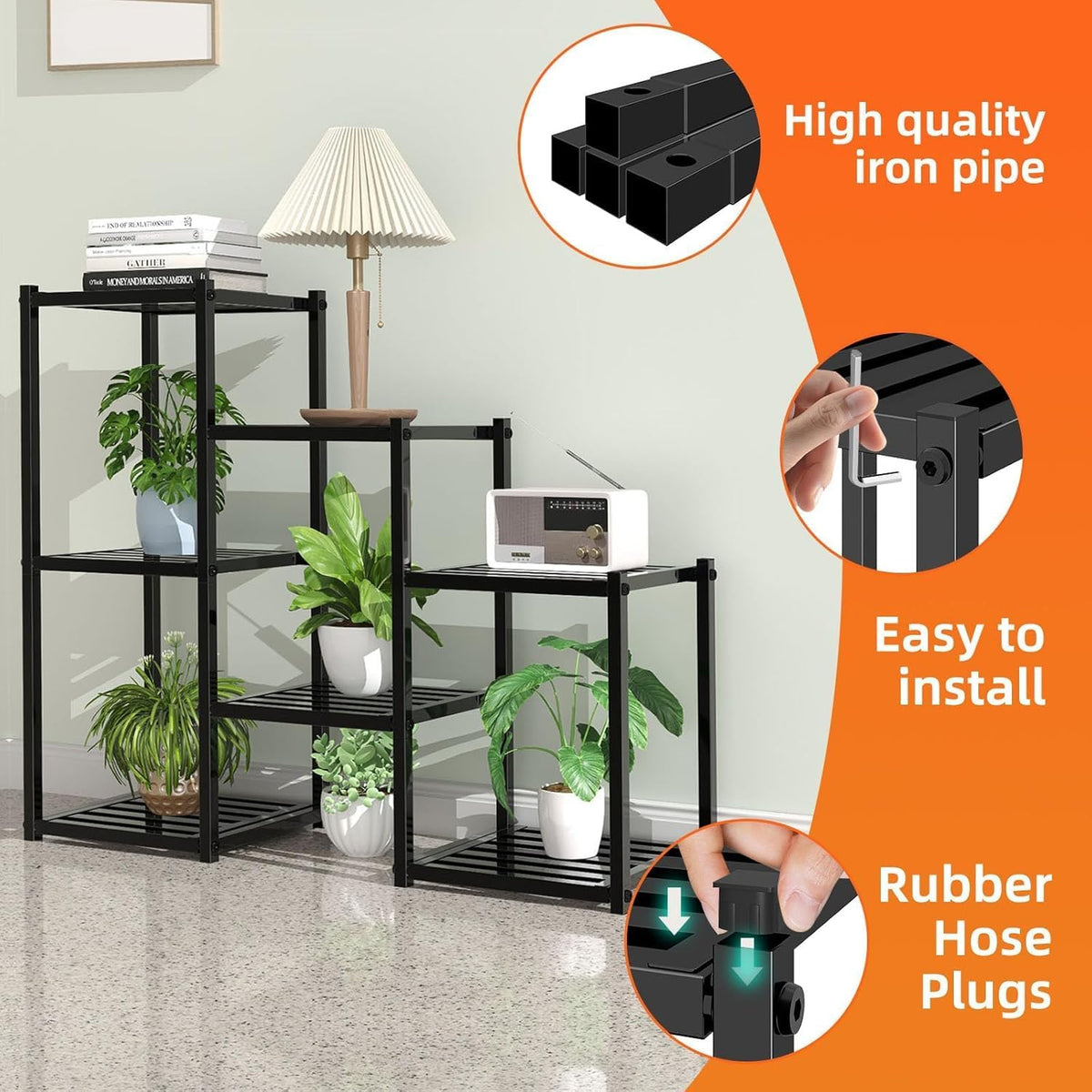 simple trending plant stand indoor outdoor, heavy duty, side view