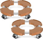 VANCASTLE Plant Caddy with Lockable Wheels Heavy Duty 450lbs Capacity, 15-22 Inch Adjustable Plant Stand with Wheels Rolling base, Plant Dolly for Flower Pot Mover Indoor Outdoor, Khaki, 2 Pack