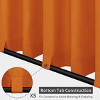 Easy-Going Outdoor Patio Curtains Detachable Tab Top Windproof Weatherproof Curtain for Cabana, Porch, Pergola and Gazebo, Tab Bottom Drape, 2 Panels, 110W x 96L inch, Orange