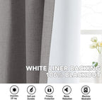 H.VERSAILTEX Linen Curtains 100% Blackout Curtains for Bedroom 54 inch Long Full Light Blocking Nature Linen Blended Window Curtains for Living Room Nickel Grommet (2 Panels, Heathered Dove)
