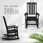 Oversized Rocking Chair Set of 2, Outdoor Rocking Chair for Adults, All Weather Resistant Porch Rocker for Lawn Garden, Black