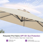 PURPLE LEAF 9'×9' Patio Umbrella with Base Outdoor Cantilever Umbrella with Cover Aluminum Square Offset Umbrella with 360-degree Rotation for Deck Pool Garden Beige