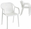 UV-Resistant Outdoor Dining Chairs, Set of 4 (White) | UV-Resistant, Sackable, No Assembly Needed, 300lb Capacity, Plastic Modern Armchairs for Patios