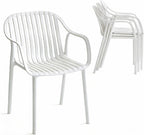 UV-Resistant Outdoor Dining Chairs, Set of 4 (White) | UV-Resistant, Sackable, No Assembly Needed, 300lb Capacity, Plastic Modern Armchairs for Patios