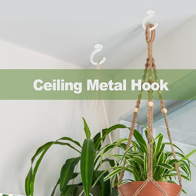 4pcs Ceiling Hooks for Hanging Plants,Hanging Lights Metal Small Hooks,Indoor Outdoor Wall Heavy Duty Plant Hanger Swag Hook