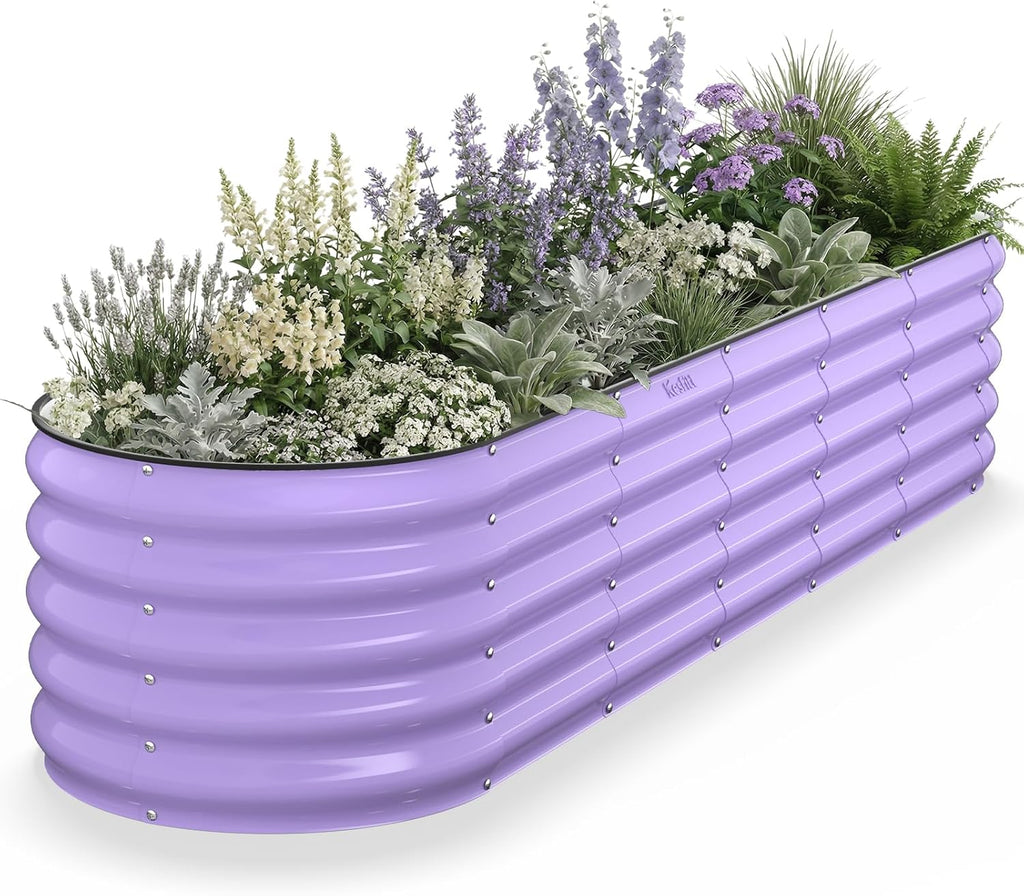 kesfitt raised garden bed, metal galvanized steel oval, main product view