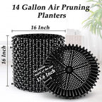 Air Pruning Containers, 14 Gallon Air Pruning Planters, Plastic Pots for Plants, Large Plant Pots, Fruit Vegetable Garden Self-Planting Planters, Size 16"x16", Black, 10P