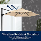 Best Choice Products 10ft Offset Cantilever Hanging Market Patio Umbrella, Smooth 360° Rotation, 8 Sturdy Ribs, Easy Adjustment - Sand