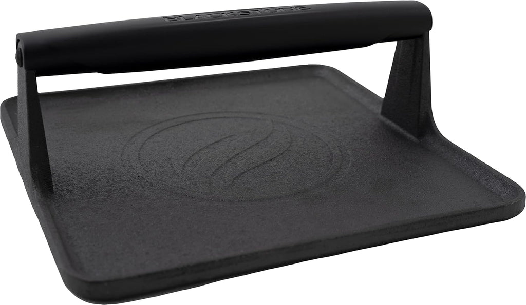 Blackstone 5554 Pre-Seasoned Cast Iron Griddle Grill Press, 10" x 10" x 4" | Signature, XL Extra Wide Base, Heavy Duty, Heat Resistant Handle, Square