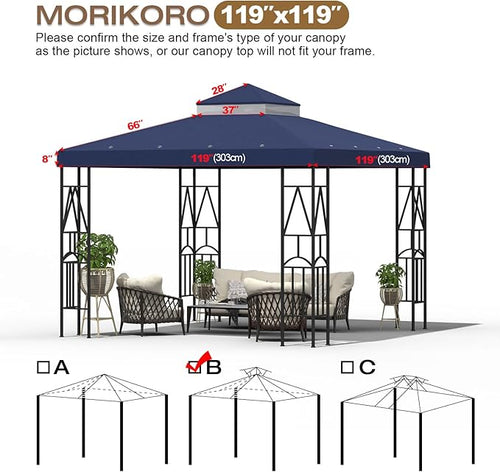 10x10 Canopy Replacement Top Double Tiered Gazebo Cover for Yard, Patio & Garden Durable Sunshade Replacement (Navy Blue)