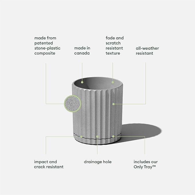 Veradek Demi Series Demi 6" Planter w/Tray - Grey, 2 Pack