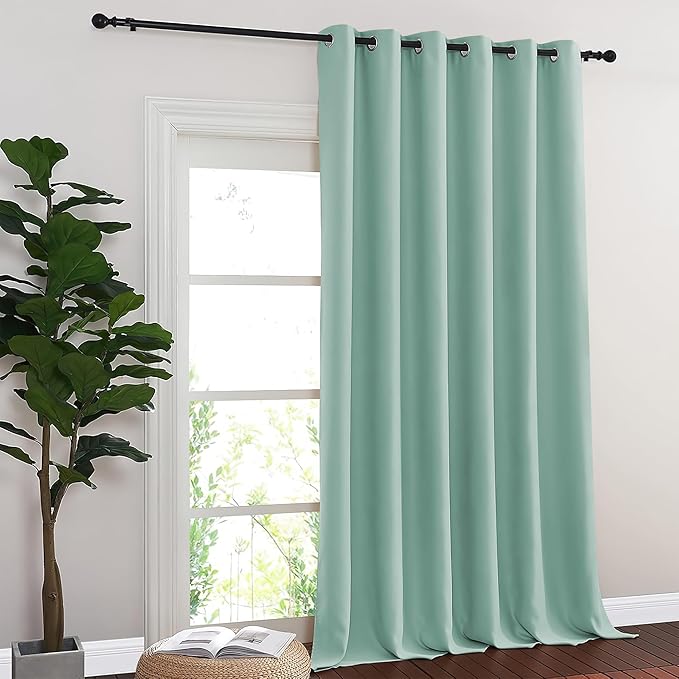 NICETOWN Blackout Room Divider Curtains for Sliding Glass Doors 102 Inches Long 1 Panel, Extra Wide Curtains for Doorway Patio Bedroom Living Room (Aqua Blue, 80Wx102L, 1 Panel)