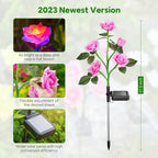 RECHOO Solar Garden Lights Outdoor 10Pack, Solar Flower Lights with 50 Rose | Multi-Color Changing LED Waterproof Solar Lights, Garden Decor for Landscape Pathway, Gifts for Women
