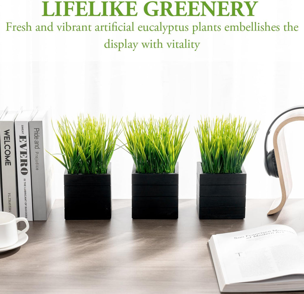 mygift artificial green grass plants in vintage black shown in use