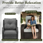 LayinSun Oversized Wicker Outdoor Swivel Glider Recliner with Adjustable Backrest & Footrest, Patio Reclining Lounge Chair - Set of 2