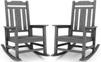SERWALL Oversized Rocking Chair Set of 2 Outdoor, HDPE Outdoor Rocking Chair Set of 2, Grey